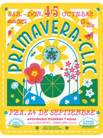¡La primavera está en el aire y con ella regresa uno de los eventos más esperados del año! El Festival Primavera CLIC se llevará a cabo el sábado 4 y domingo 5 de Octubre en la hermosa Plaza 24 de Septiembre, ubicada en Apolinario Figuera y Rojas. Este festival cultural se une a Brilla Crespo Sustentable y será un encuentro lleno de actividades, música en vivo, talleres gratuitos y un cierre con cine al aire libre.   Brilla Crespo  El festival no solo celebra la llegada de la primavera, sino que también fomenta el intercambio entre productores locales y la comunidad. Gracias a la articulación con Brilla Crespo, la feria barrial más hermosa, los asistentes podrán disfrutar de una variedad de propuestas que van desde la gastronomía hasta el diseño, indumentaria, arte, productos de mercado y libros.   Música en vivo y cine al aire libre  La música será un elemento central durante todo el fin de semana. Con shows en vivo que prometen entretener a grandes y pequeñoS.