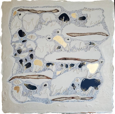 thixotropisme 2-favarelcline-papier, poudre de cellulose-pigments-brou de noix-encres-feuille de cuivre
