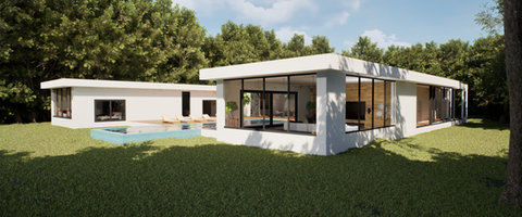 3D Rendering of a Villa. Exterior. Morning.