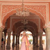 Solo tourist photoshoot in Jaipur at the City Palace Museum.