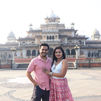 Tourist couple Photoshoot front of Albert Hall Museum. in Jaipur.