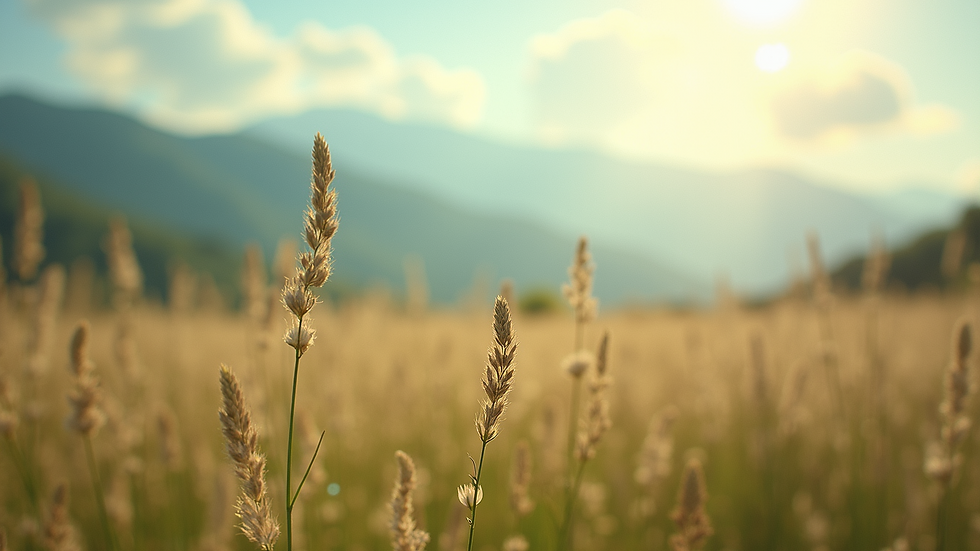 Close-up view of a peaceful landscape with soft colors