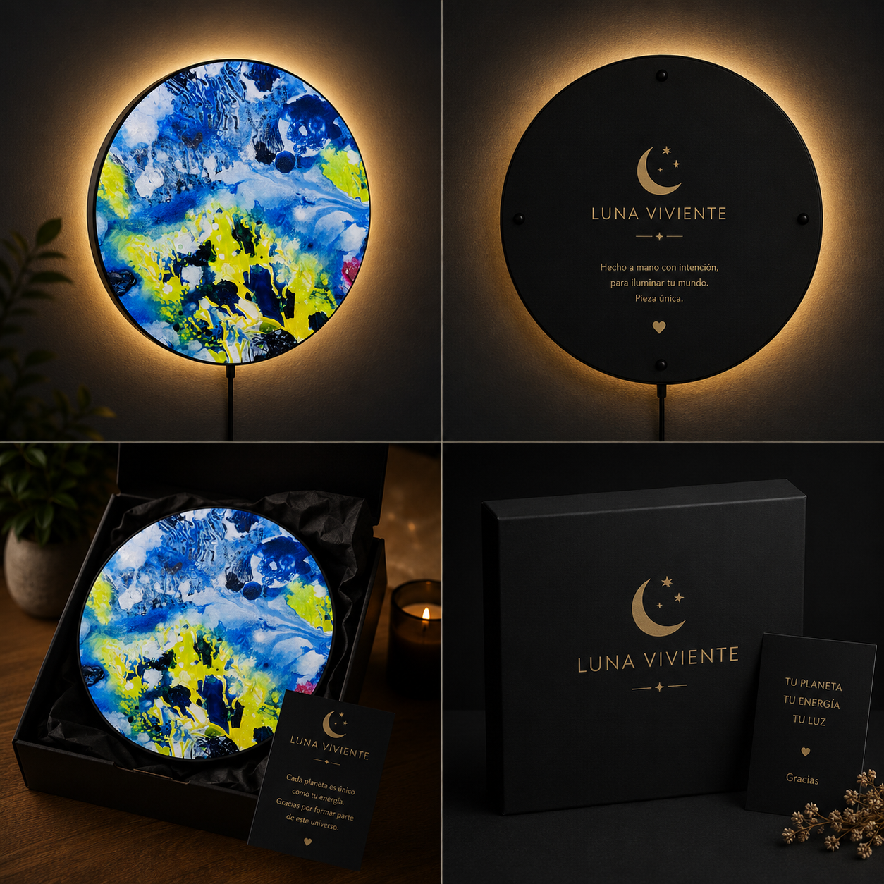 Planeta Iluminado Pintado a Mano – Pieza Única Original
