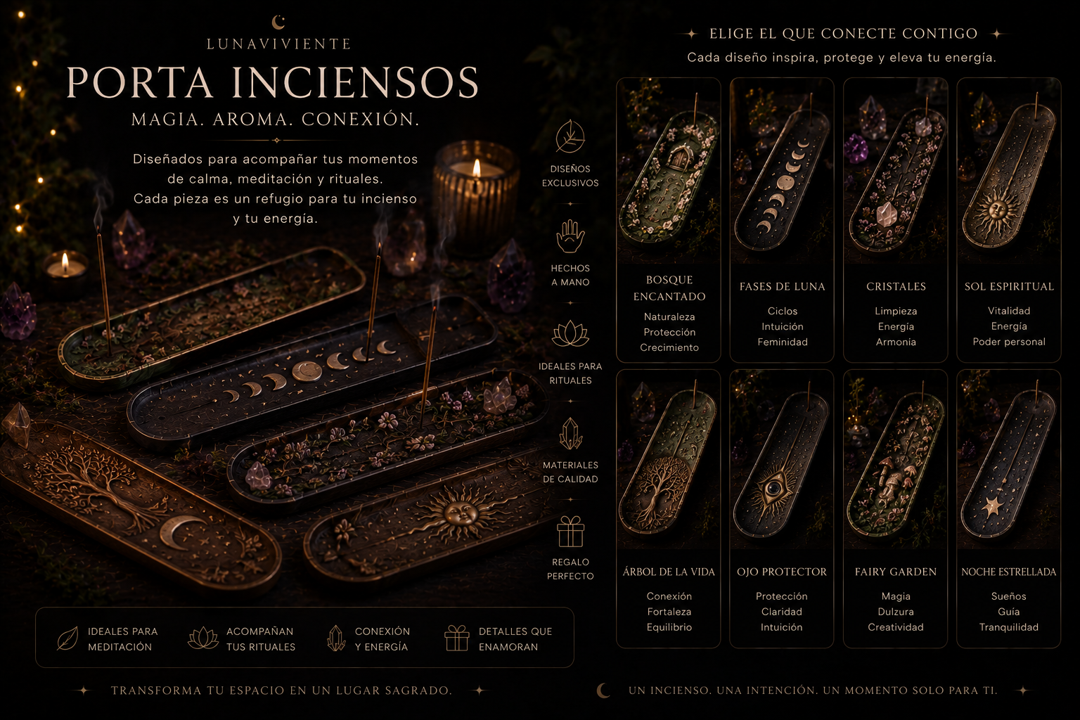 Porta Inciensos Artesanal – Colección Rituales Luna Viviente