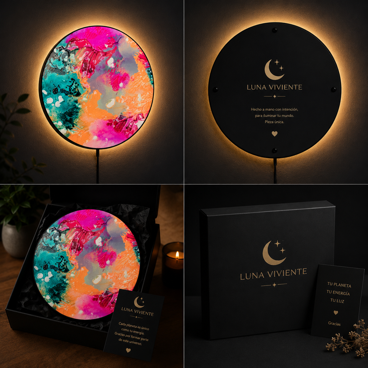 Planeta Iluminado Pintado a Mano – Pieza Única Original