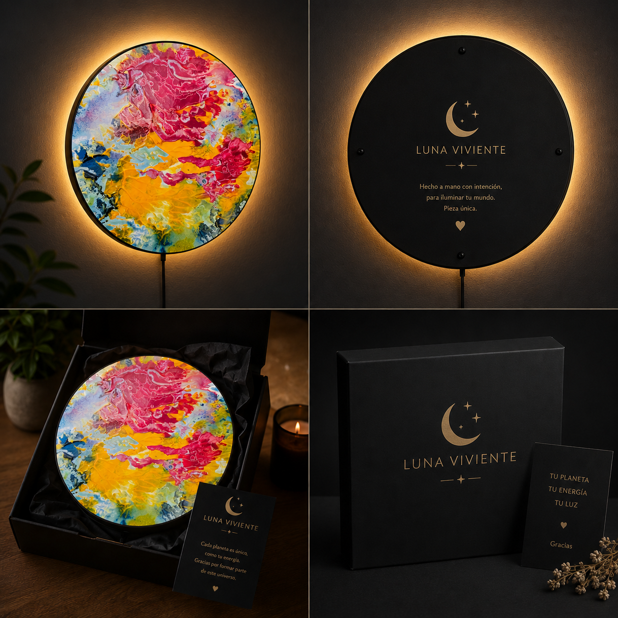 Planeta Iluminado Pintado a Mano – Pieza Única Original