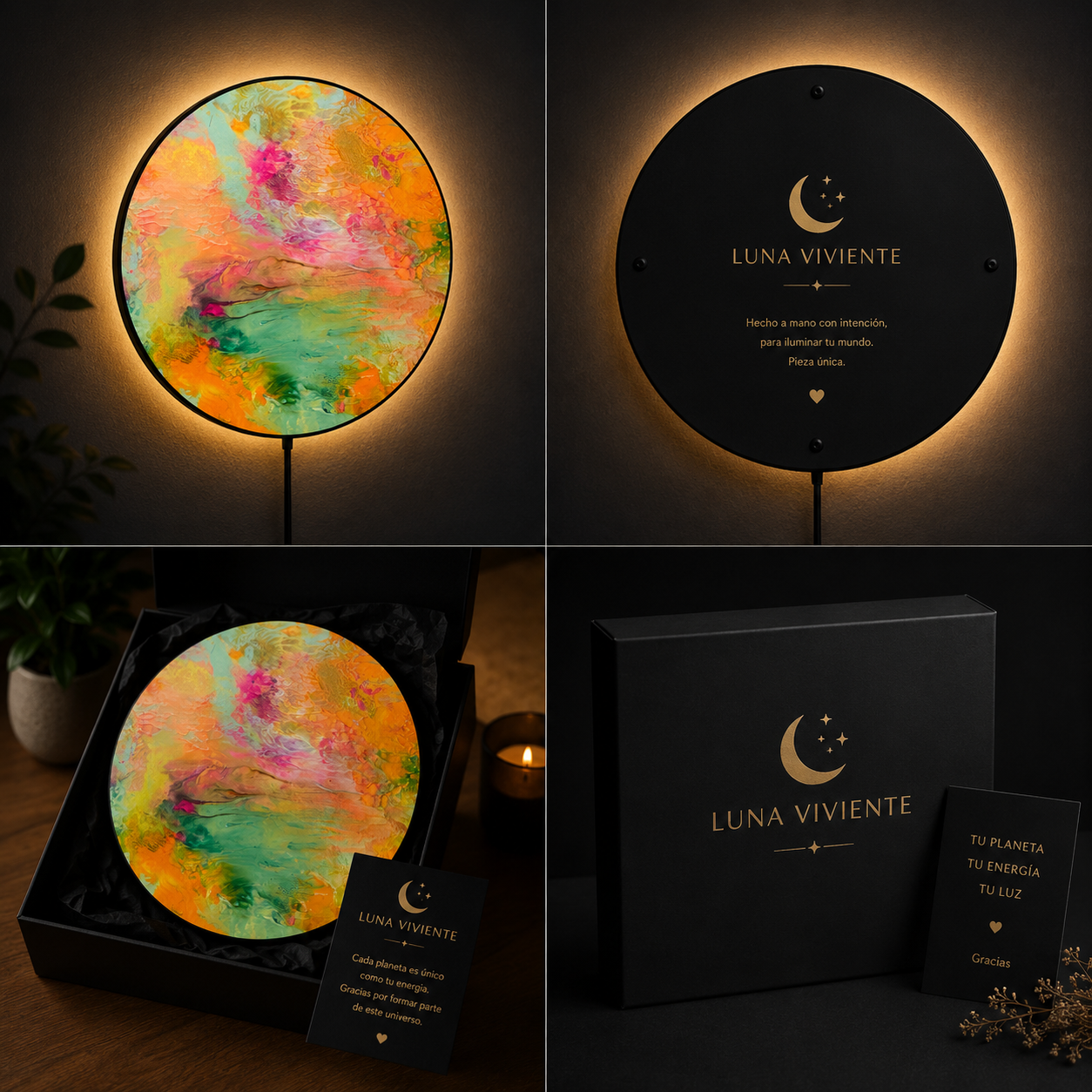 Planeta Iluminado Pintado a Mano – Pieza Única Original