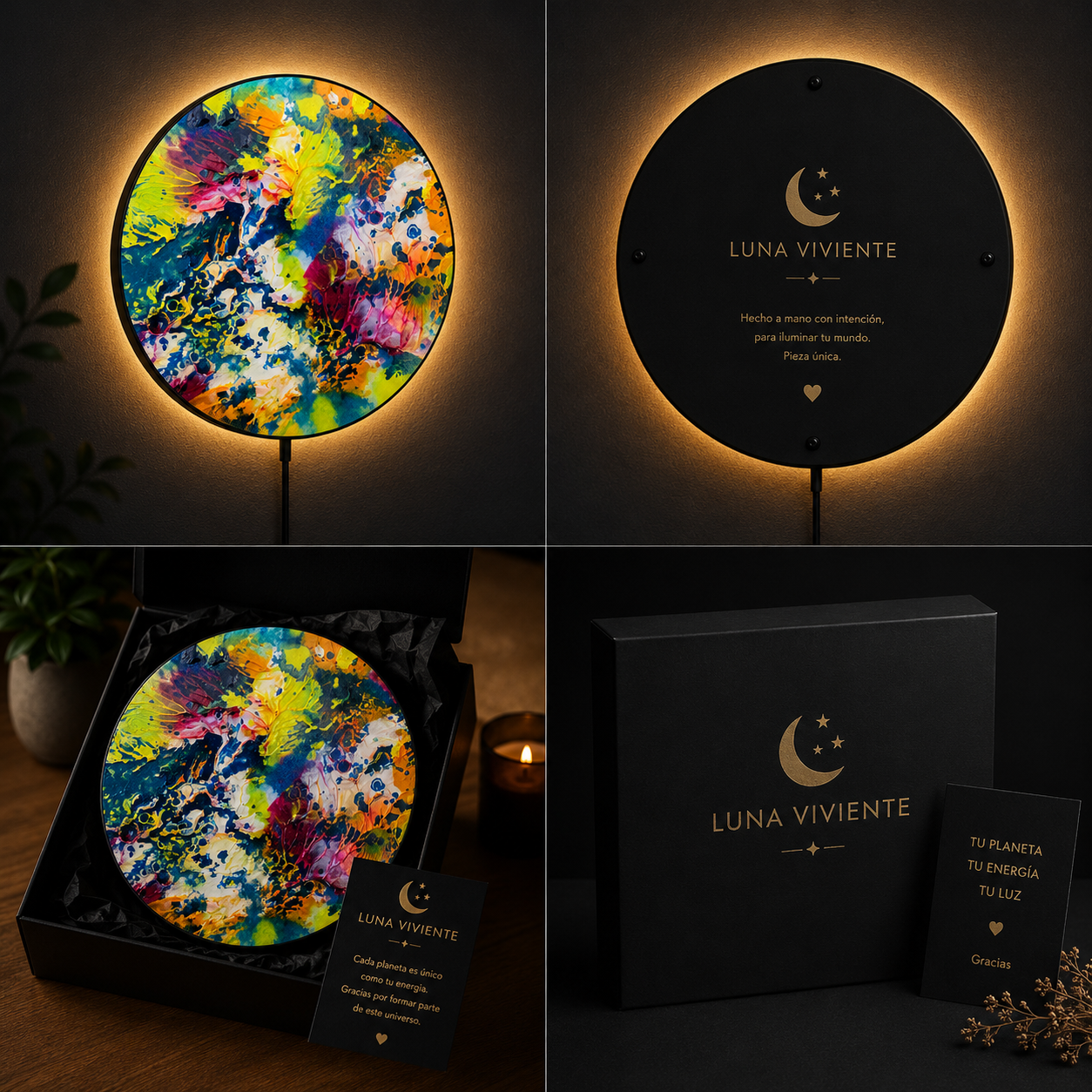 Planeta Iluminado Pintado a Mano – Pieza Única Original