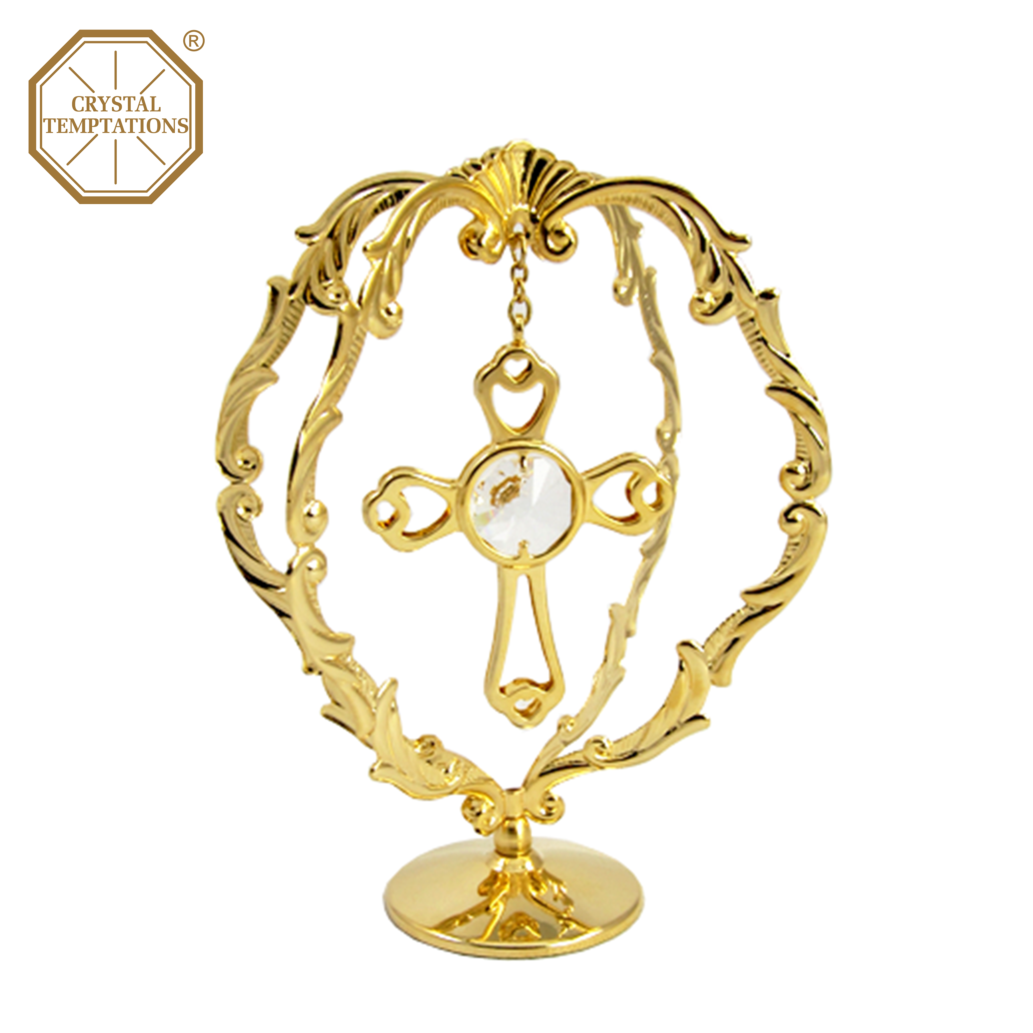 24K Gold Plated Decoration Cross  Crystal