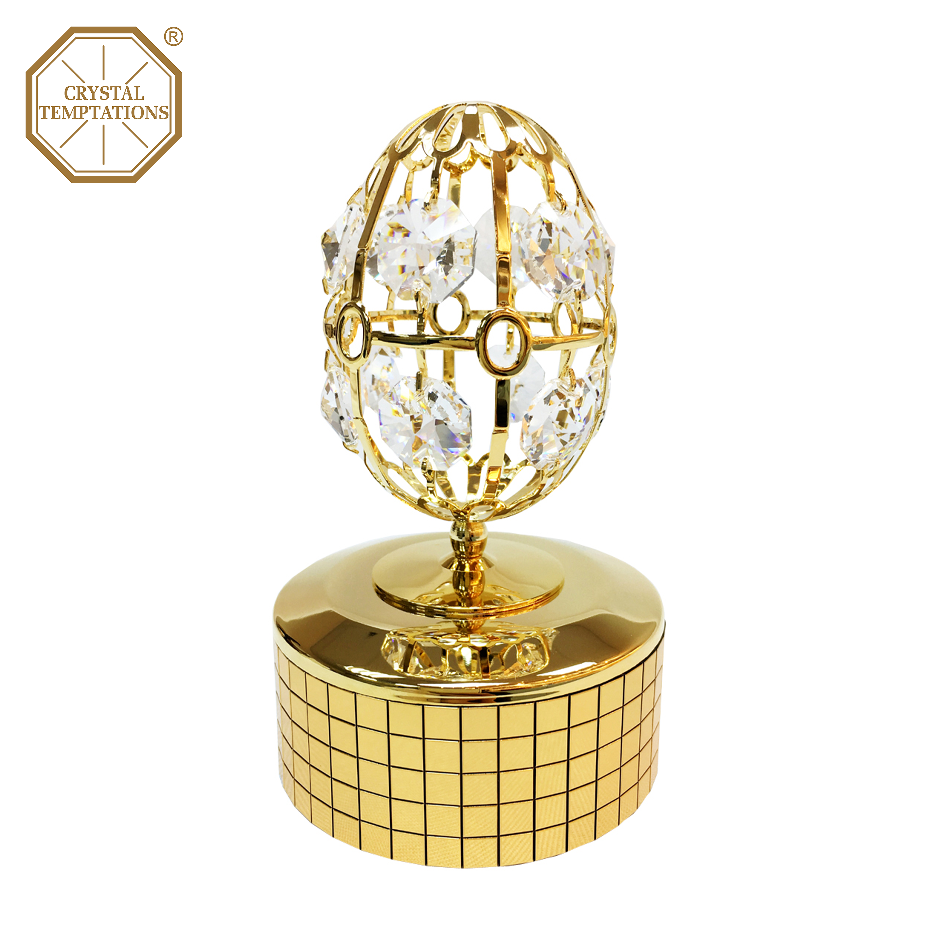 24K Gold Plated Easter Egg  Crystal Music Box
