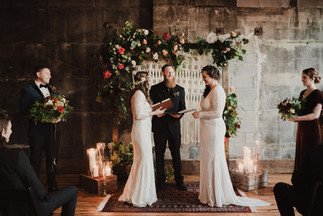 February wedding brides in New England at altar
