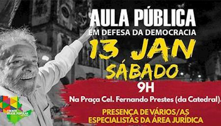Sorocaba terá aula pública pela democracia neste sábado, 13