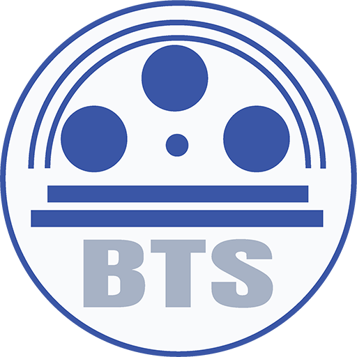 BTS logo with blue film reel design