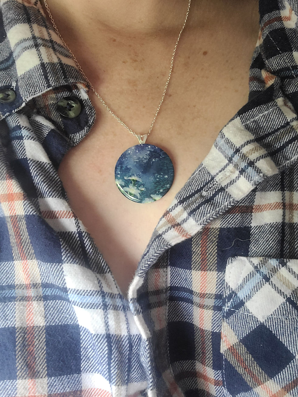 Thumbnail: Hand Painted Necklace - Fairy Pendant | Floral Garden Lilies | Unique Jewelry