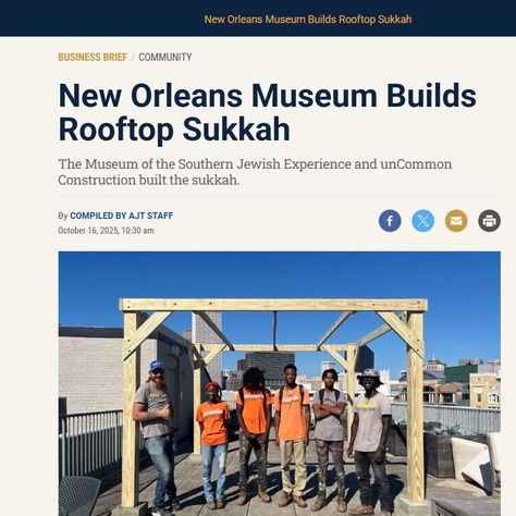 Atlanta Jewish Times: "New Orleans Museum Builds Rooftop Sukkah"