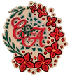 circle, C&A, green, red, flowers