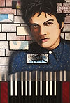 Jamie Cullum, piano, keyboard, records, shirt, bricks, red