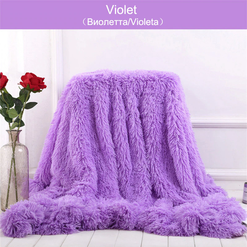 Miniature : Shaggy Throw Blanket Soft Long Plush Bed Cover Blanket Fluffy Faux Fur Bedspread