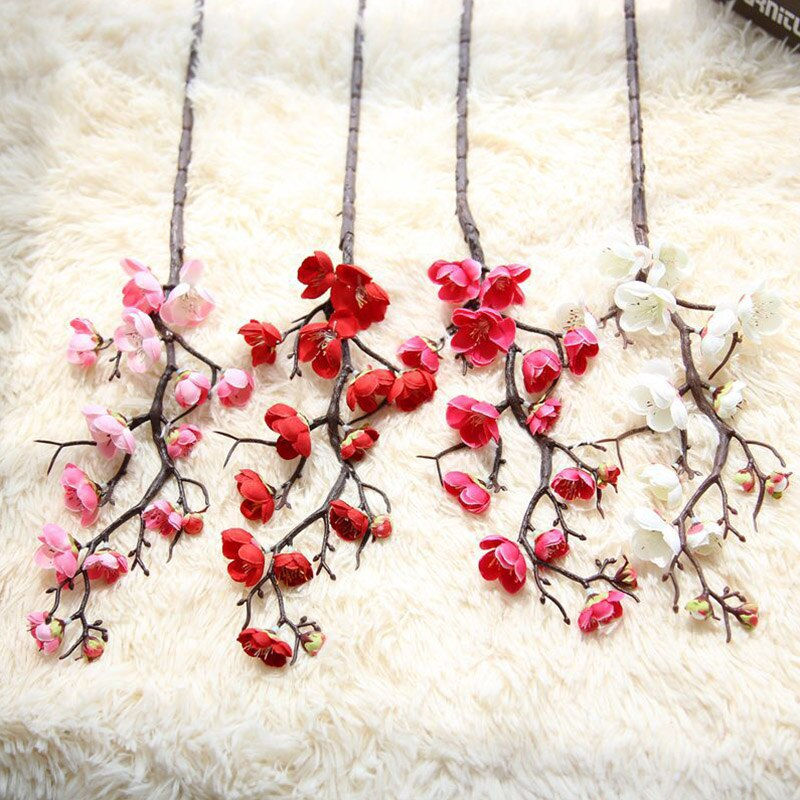 Miniature : Artificial Silk Flowers Japan Plum Cherry Blossoms Fake Flowers flores Sakura 