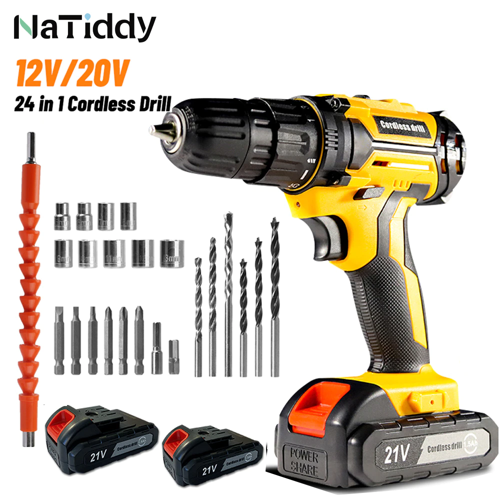 NaTiddy 12V 20V Cordless Drill Electric Screwdriver