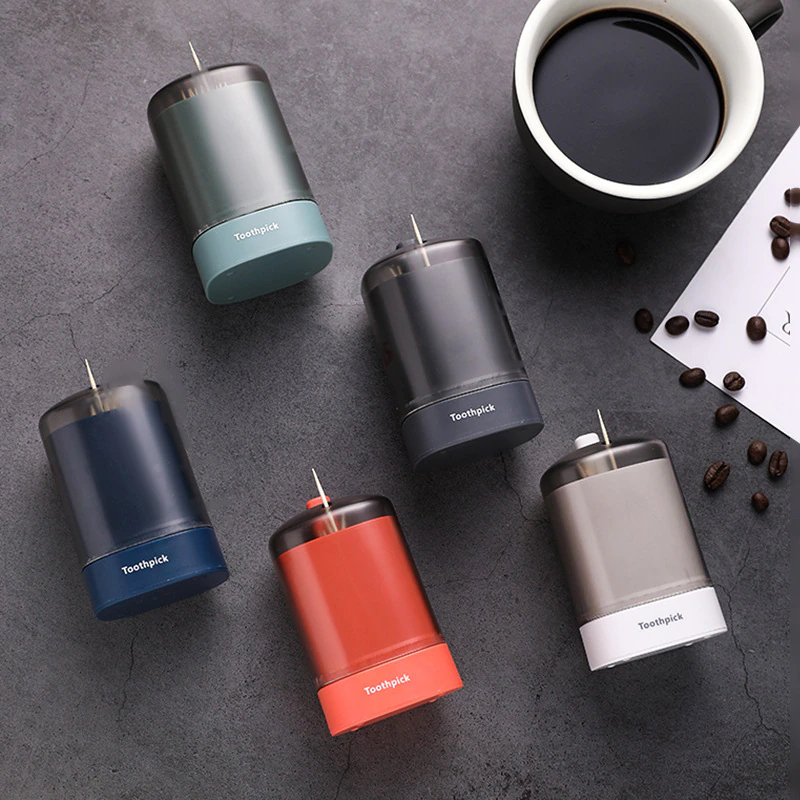 Miniature : Automatic Toothpick Holder Container Wheat Straw Household Table Toothpick 