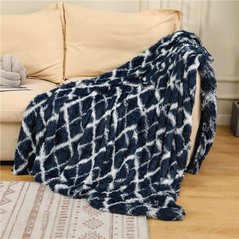 Miniature : Shaggy Throw Blanket Soft Long Plush Bed Cover Blanket Fluffy Faux Fur Bedspread