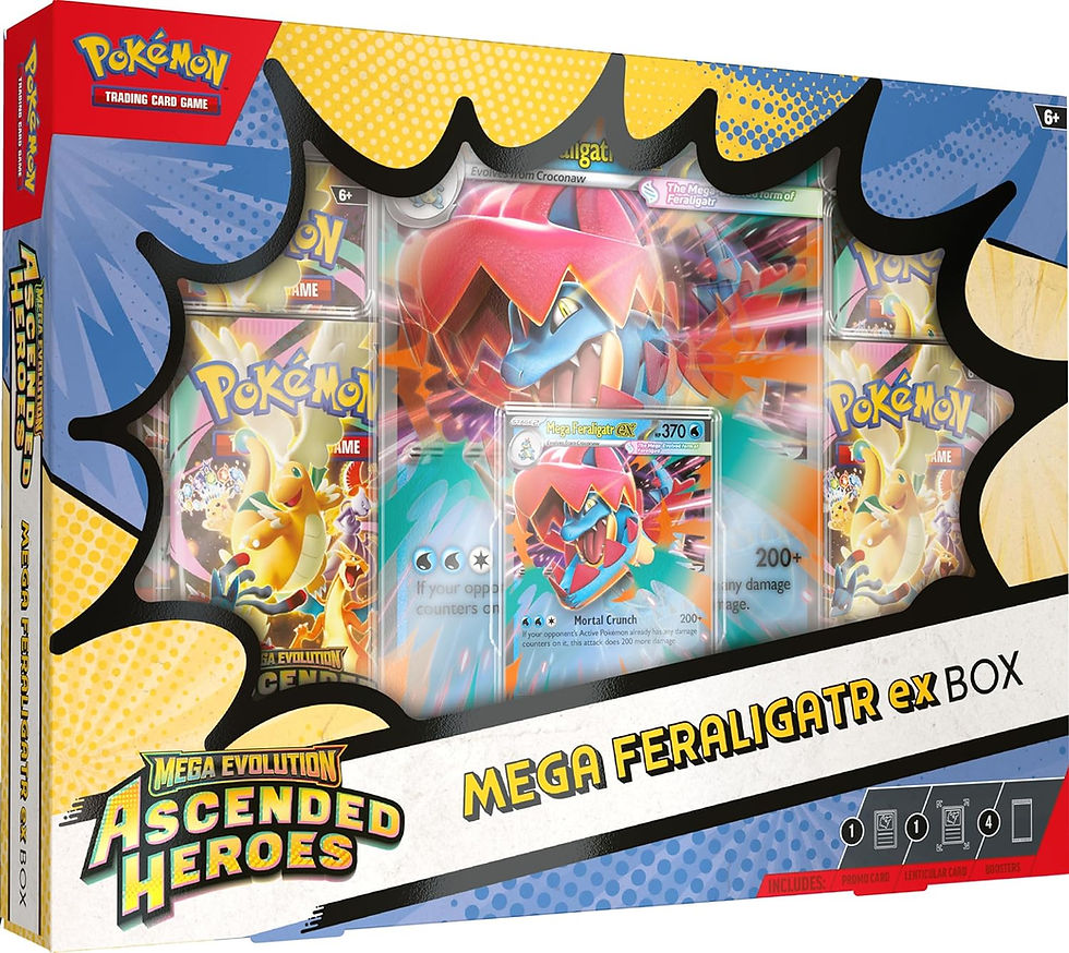 Ascended Heroes - EX Box Random Assortment - Mega Evolution - Pokémon TCG Feraligator box seen from the front toploaded.co.uk