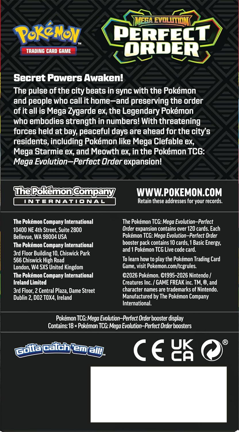 Perfect Order Half Booster Box (18 packs) - Mega Evolution - Pokémon TCG seen from the back toploaded.co.uk