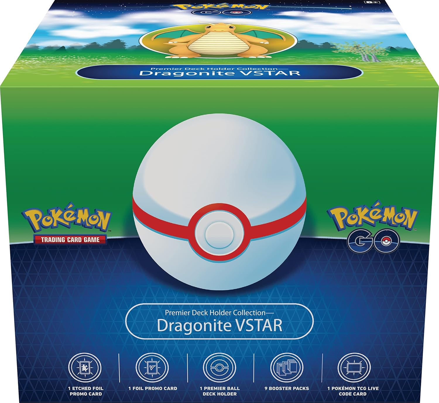 Pokémon GO Premiere Deck Holder Dragonite VSTAR - Sword and shield - Pokémon TCG seen from the front toploaded.co.uk