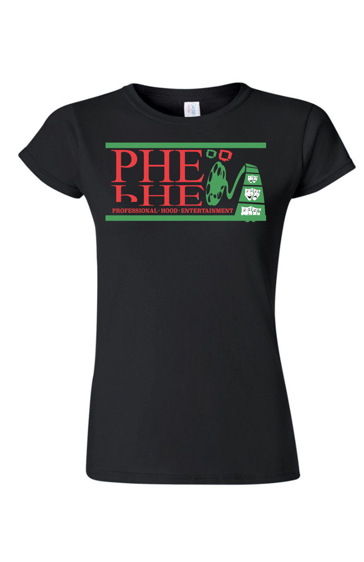 PHE Women's Crew Neck T-shirt- Red/Black/Green Logo