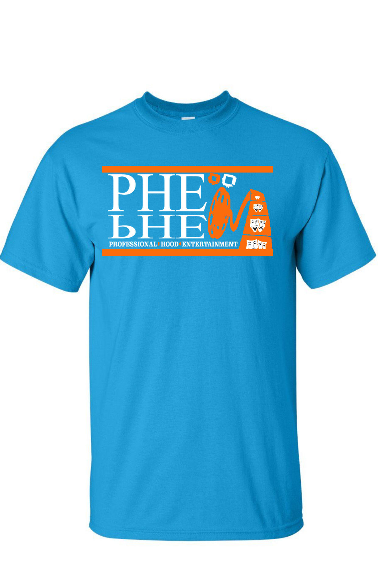 PHE NFL,NBA, MLB Color Scheme Men's Crew Neck T-shirt- Orange/White Logo