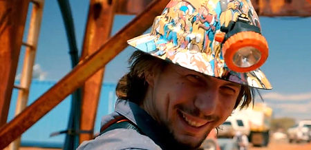 gold-rush-parker wearing a cool-hard-hat