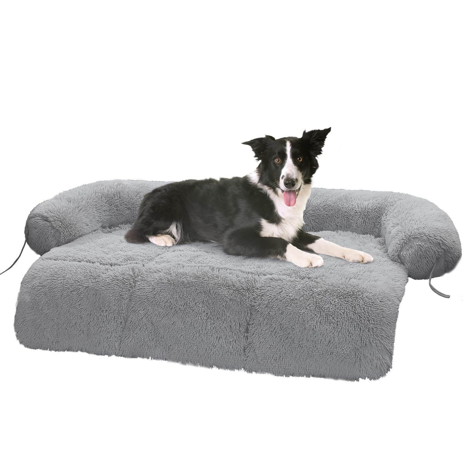 MUTTROS Fluffy Calming Dog Bed & Couch Cover, Washable, Light Grey