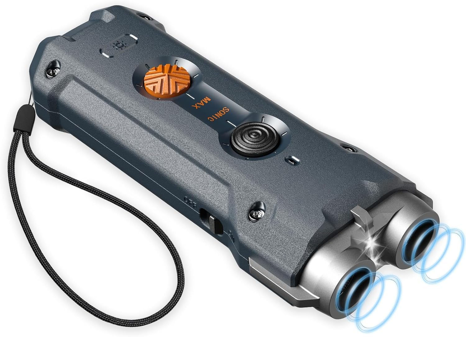 Rechargeable Dog Bark Deterrent Device, Dual Sonic with Flashing Light