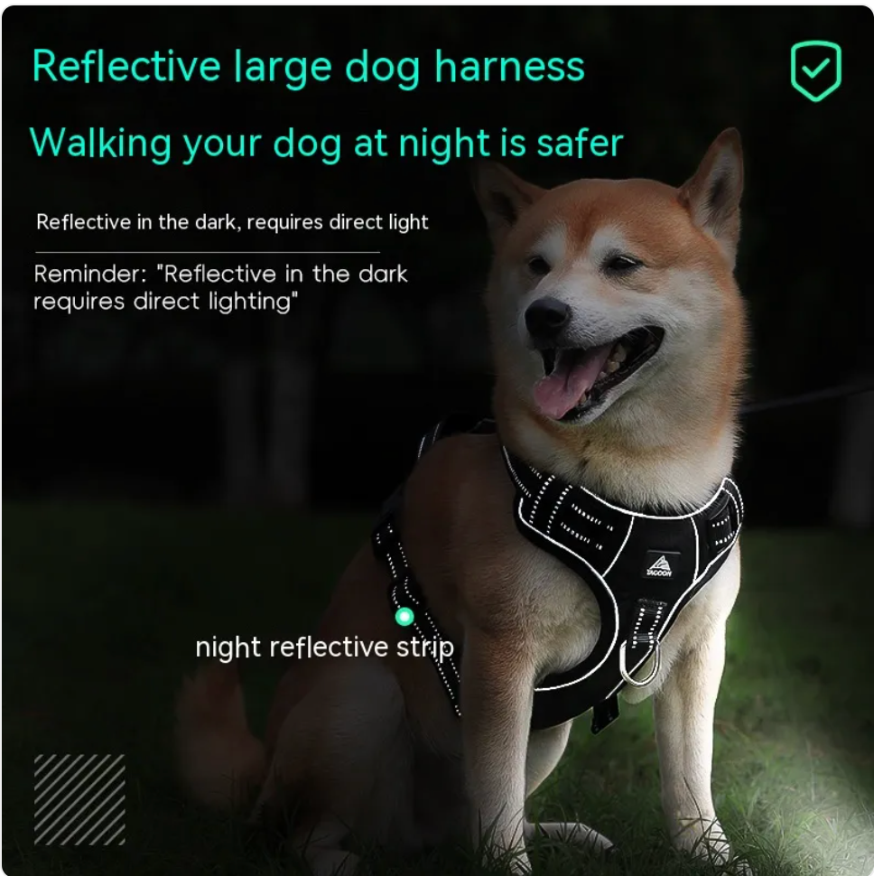 Reflective Dog Harness, Durable Polyester Vest, Sizes S to XL, 4 Colors