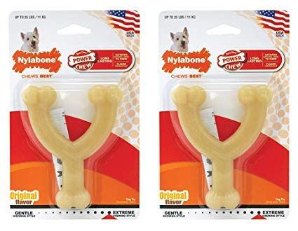 Nylabone DuraChew Wishbone Dog Chew Toy, Original Flavor, Regular, 2 Pack