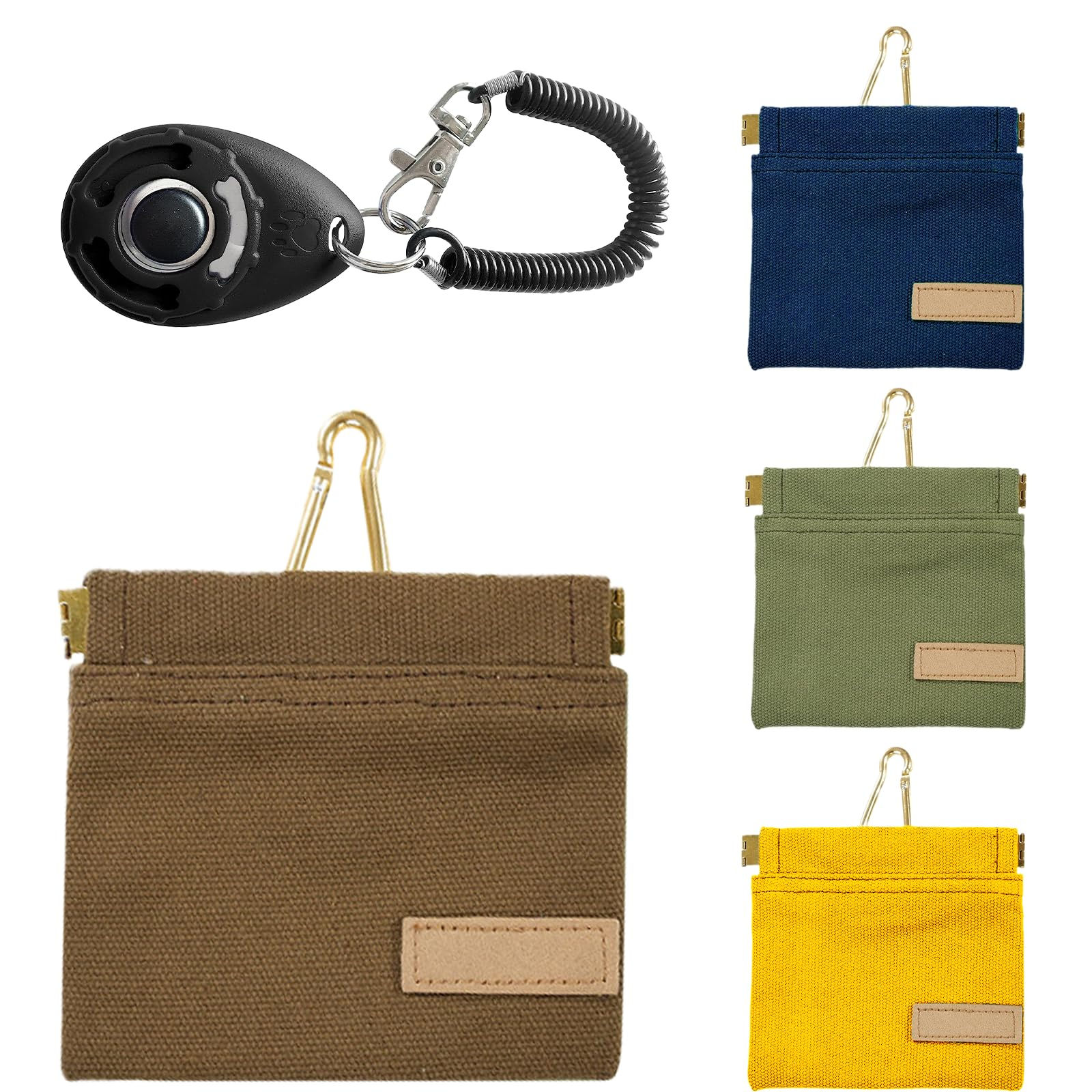 VTOPVMAX Dog Treat Pouch with Training Clicker, Cotton & Linen, Brown