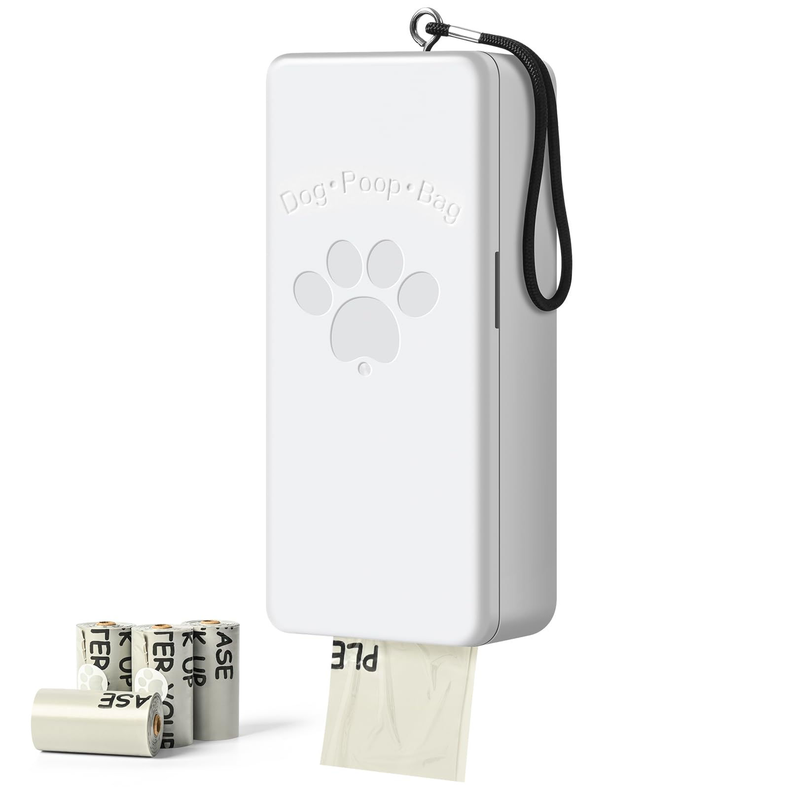 Wall-Mounted Dog Poop Bag Dispenser for Yard, Park or Entryway, White