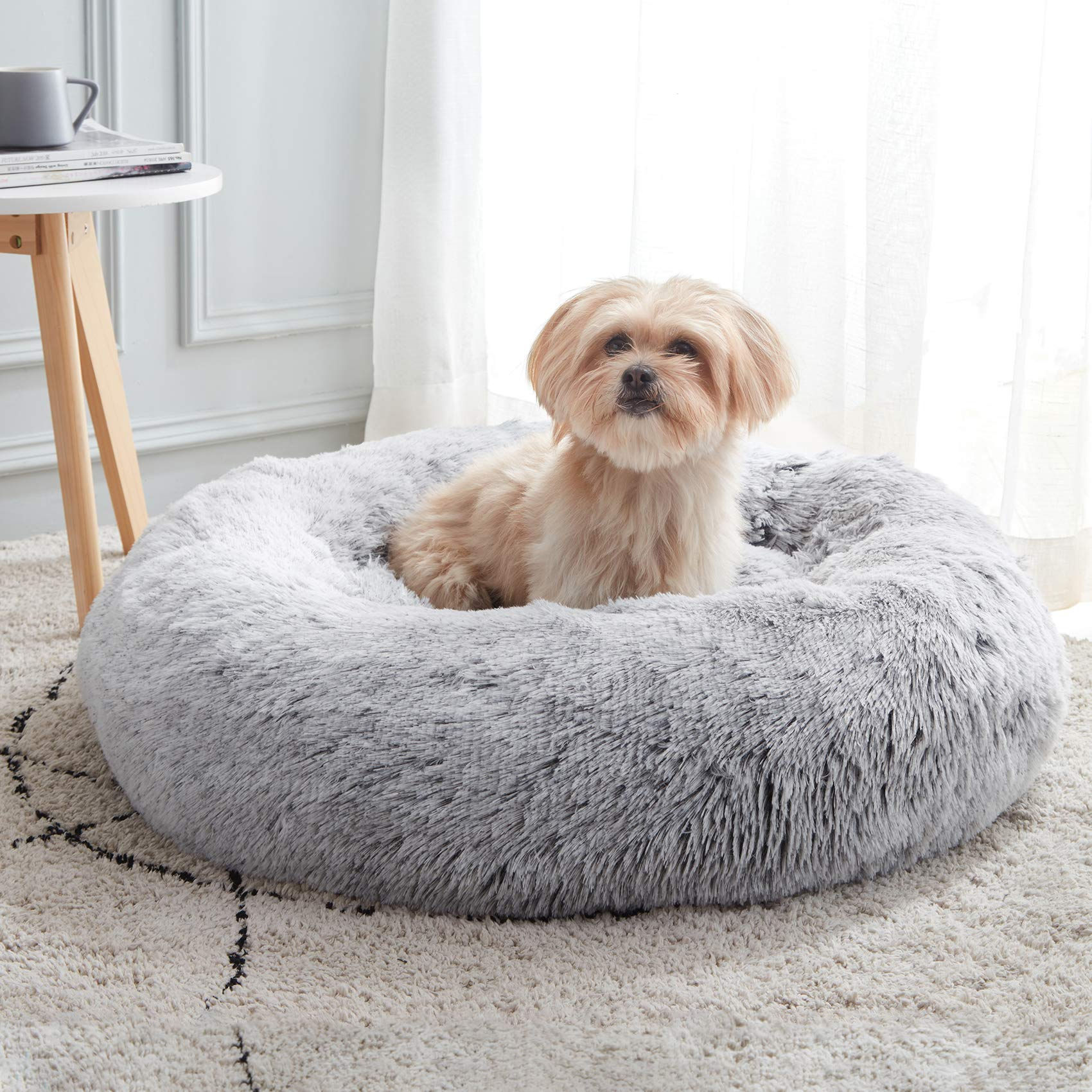 WESTERN HOME Donut Dog & Cat Bed, Faux Fur Calming Cuddler, 24 in