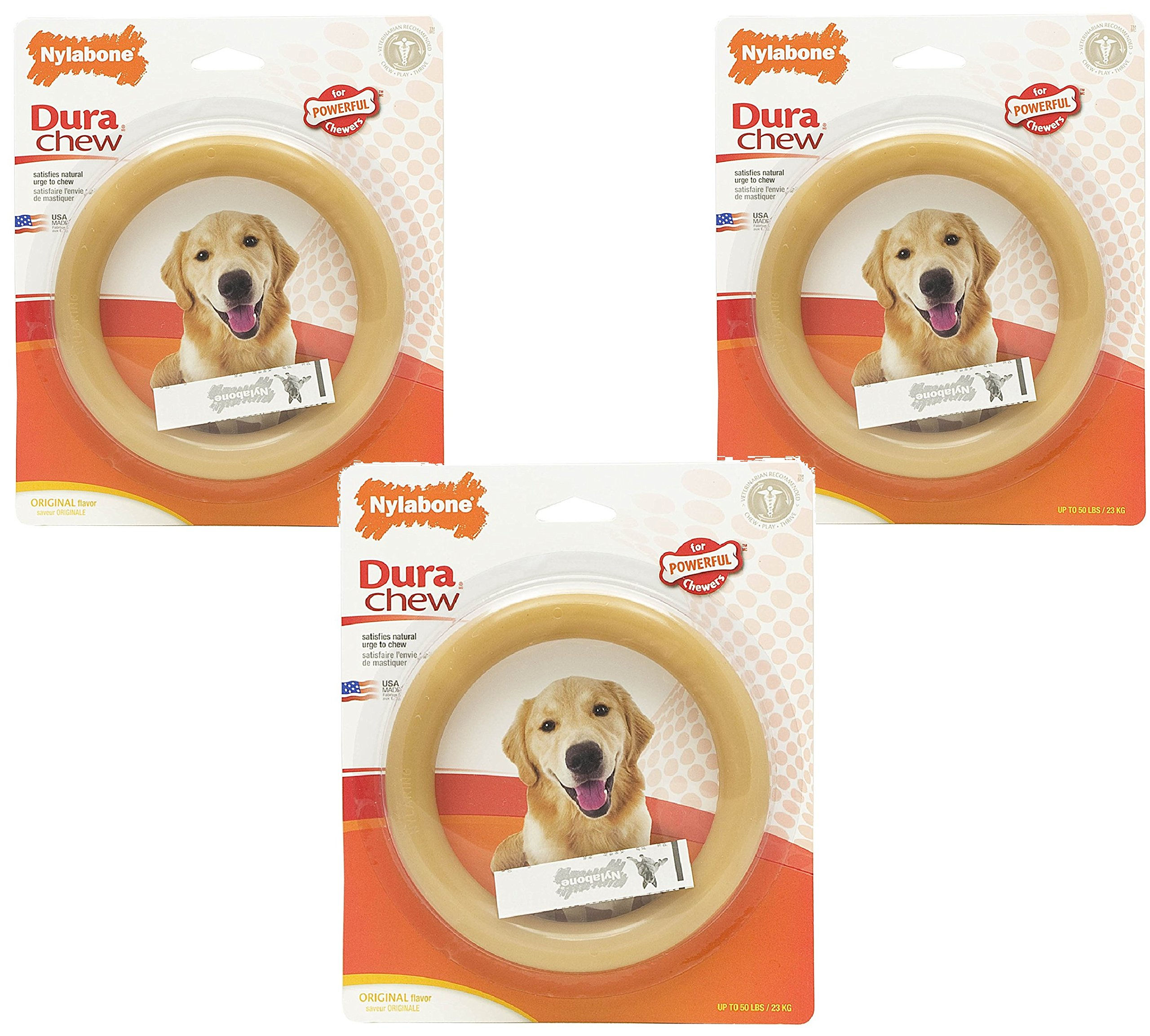 Nylabone DuraChew Ring Bone Dog Chew Toy, Original Flavor, Giant, 3 Pack