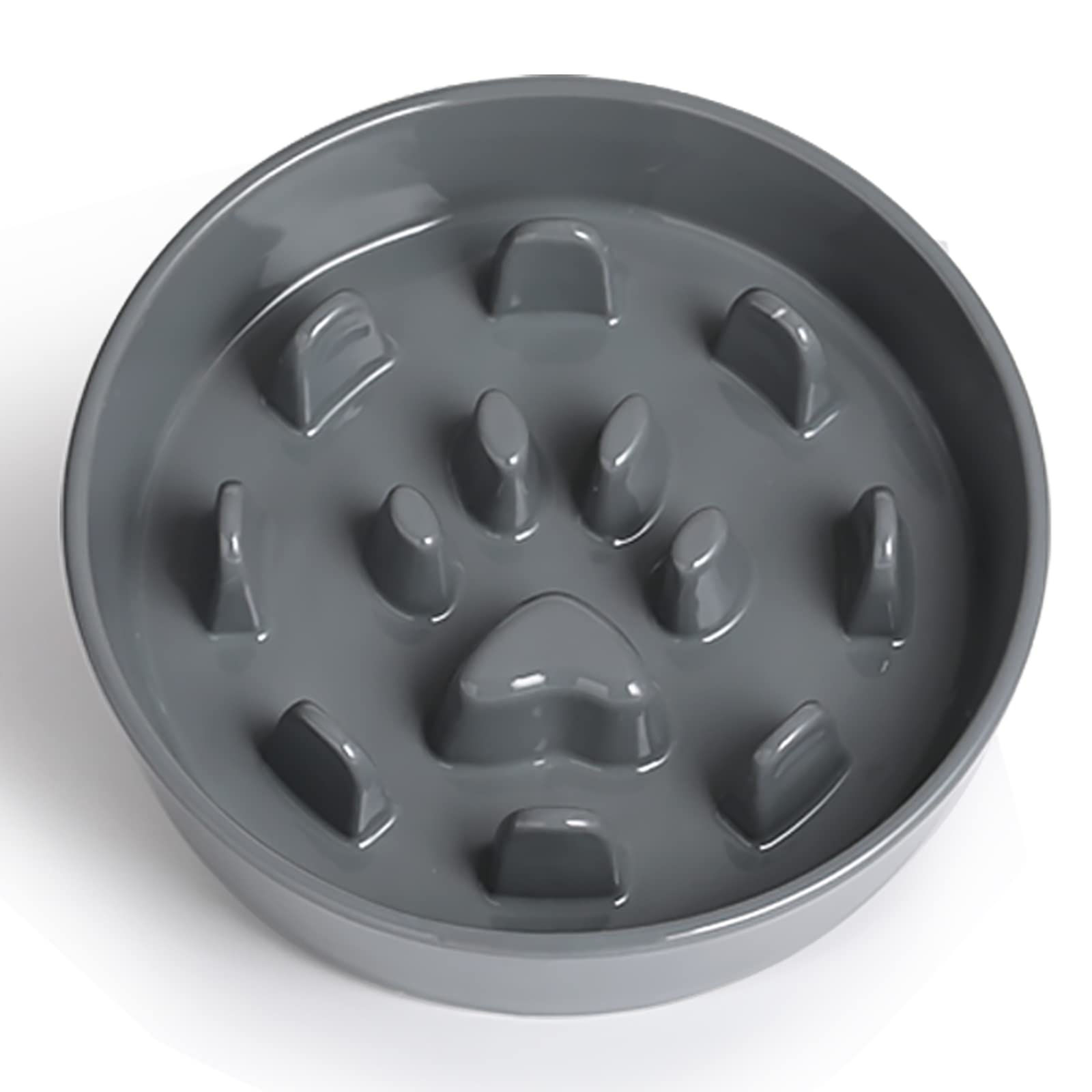 Ceramic Slow Feeder Dog Bowl, Grey Maze Design for Small & Medium Breeds