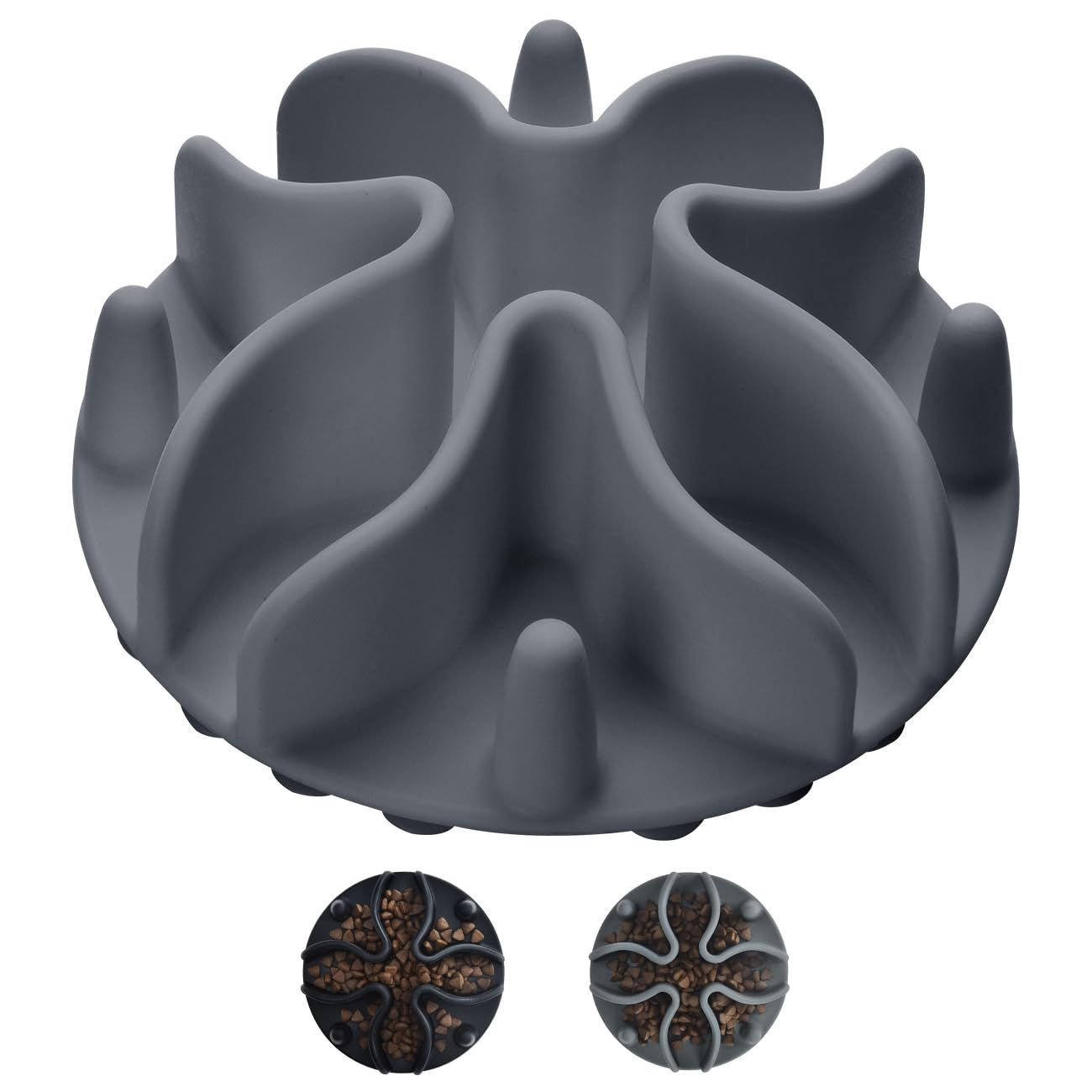 Silicone Slow Feeder Insert for Dog Bowls with Suction Cups, Large 5.5 in
