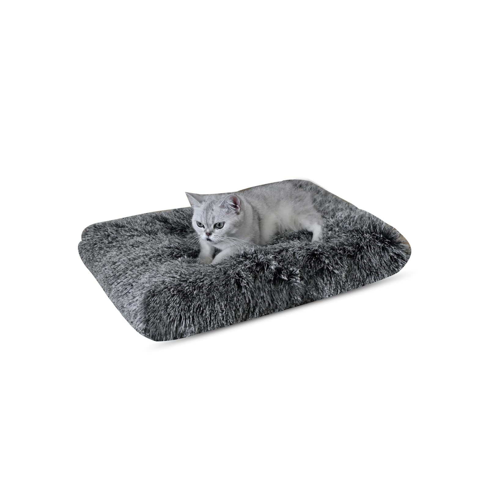 KINGROCK Fluffy Dog Crate Bed, Washable Plush Mat, 24 x 18 in, Grey