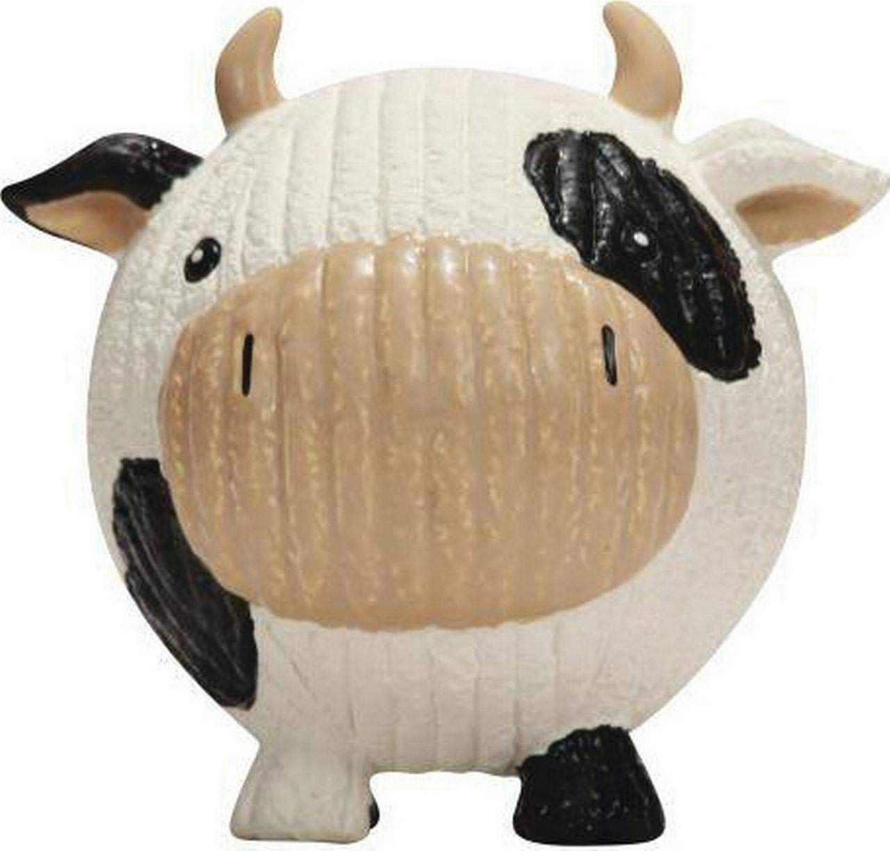 HuggleHounds Ruff-Tex Squeaky Dog Chew Toy, Natural Rubber Cow, Large