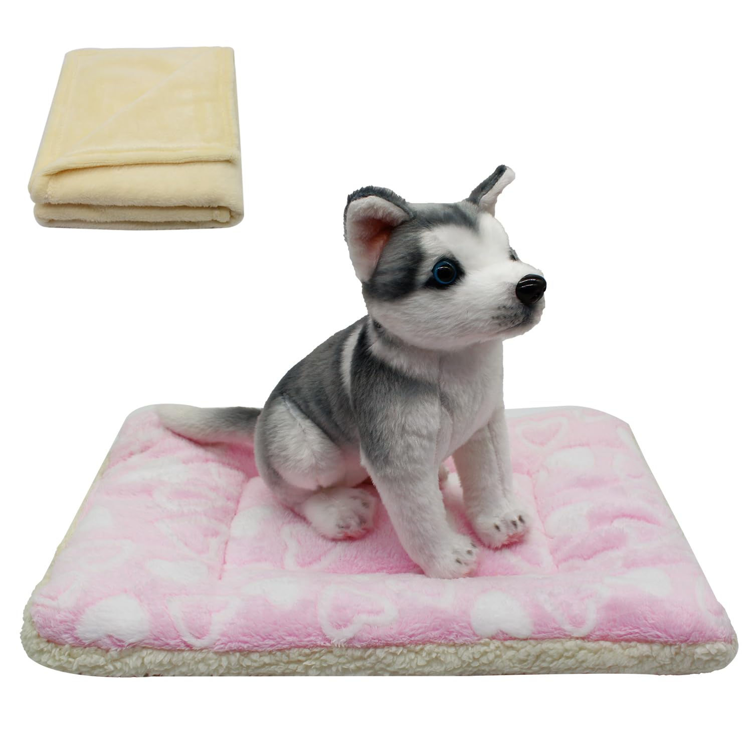 SM4BED Reversible Crate Pad & Fleece Blanket for Puppies & Cats, Pink