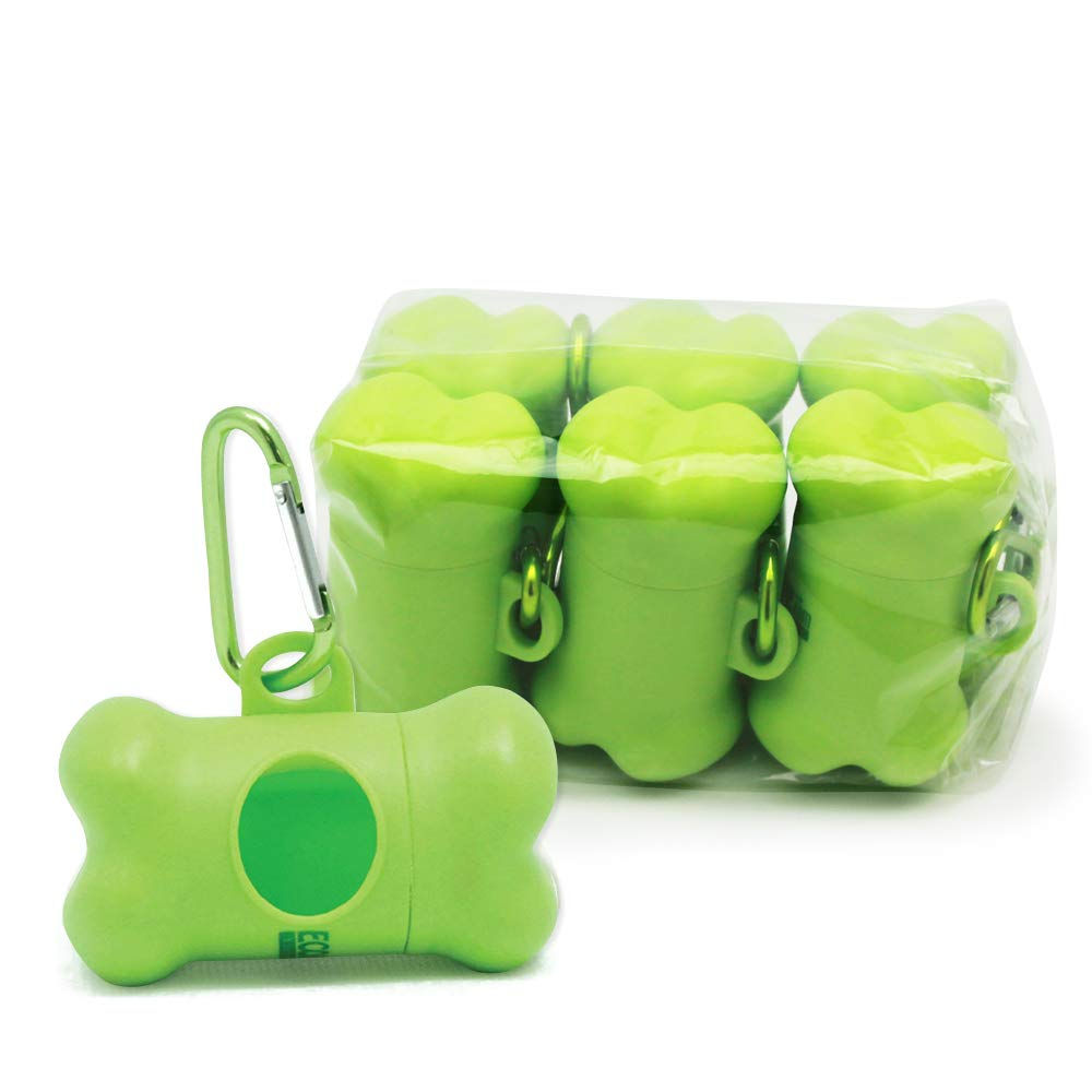 EcoJeannie Dog Poop Bag Dispenser with Stainless Steel Carabiner, 6 Pack