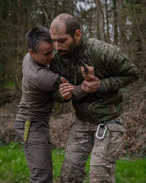 Zurab Tskitishvili, Instructor Delta, demonstrating Krav Maga techniques during a self-defense training session at Delta Survival School