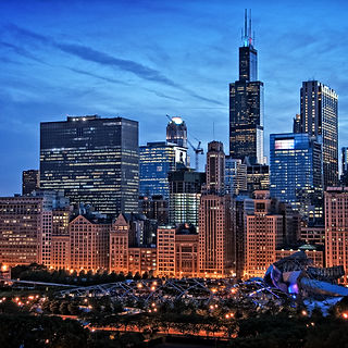 Chicago lakefront skyline cityscape at n