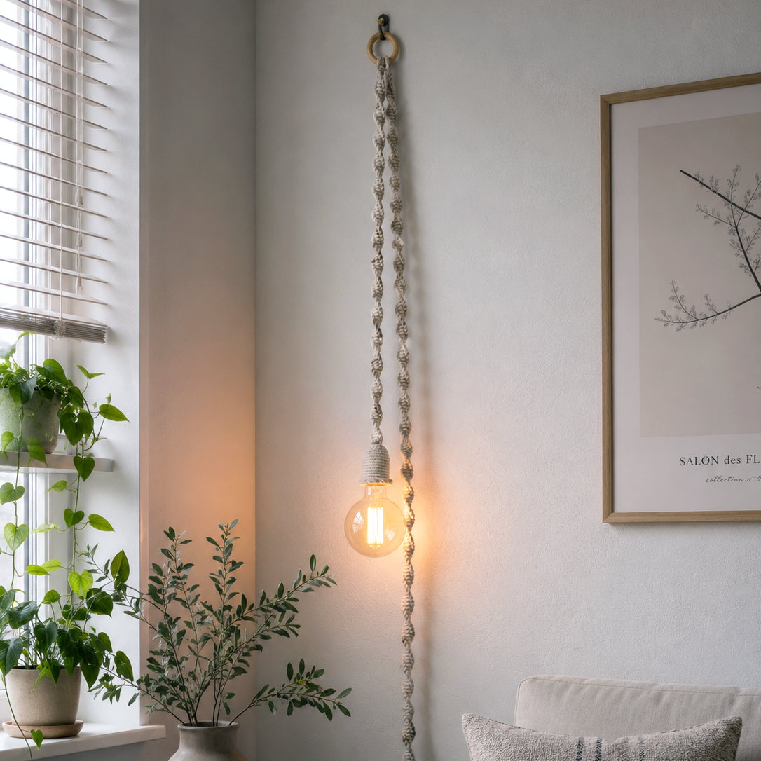 Macrame snoer lamp