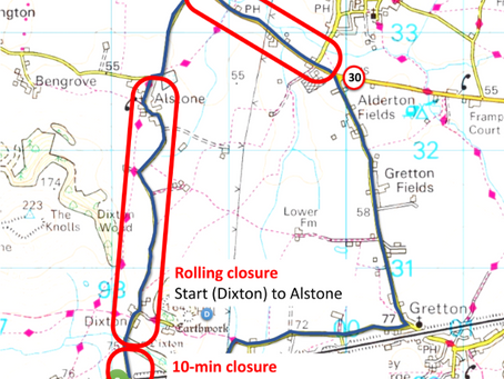 Special Event Closure - Bugatti 10k Road Race - 6th August - rolling road closure